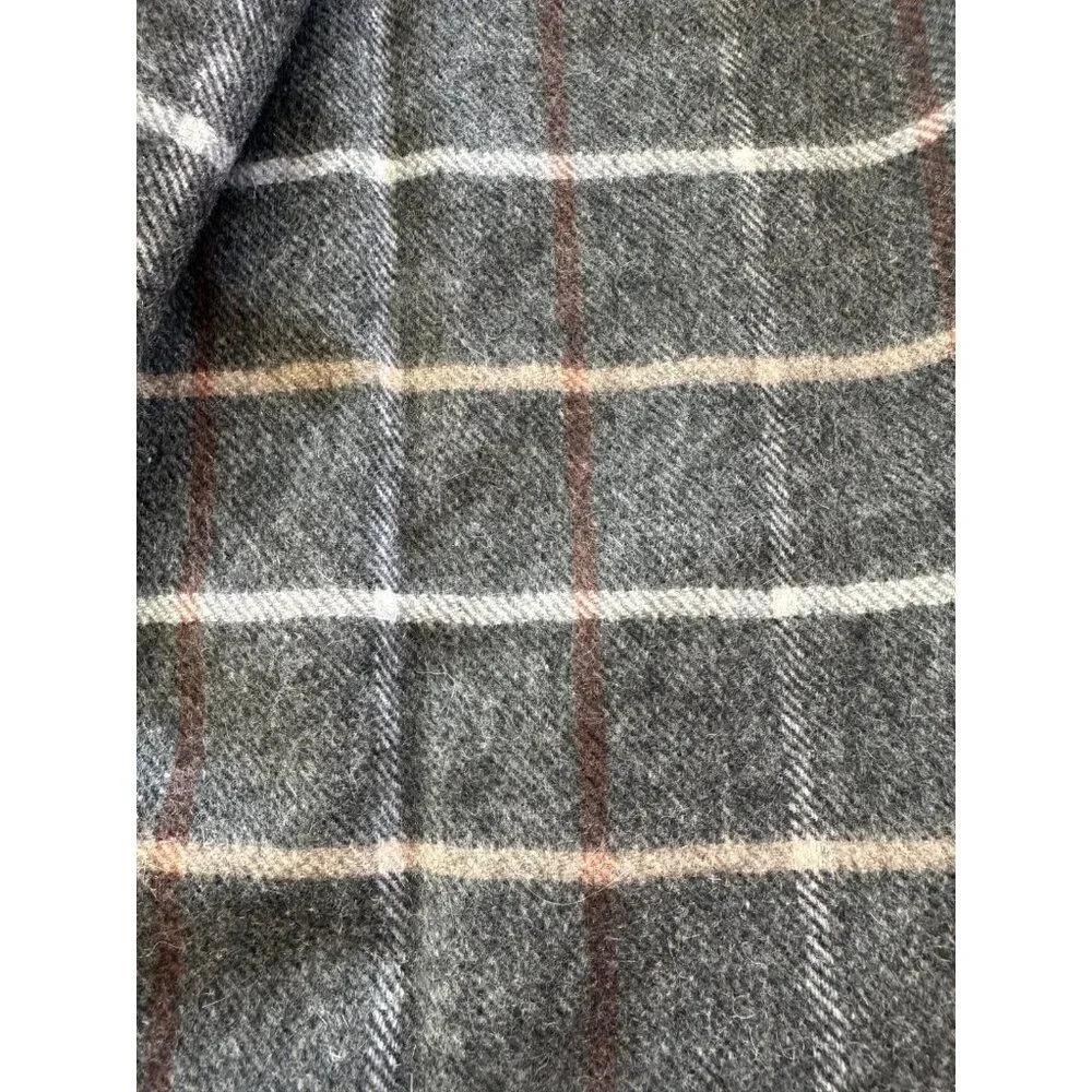 Kenneth Roberts 100% Cashmere Men's Grey Plaid Fringe Scarf